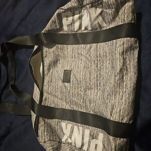 PINK Victoria's Secret Black and Gray Duffel Bag